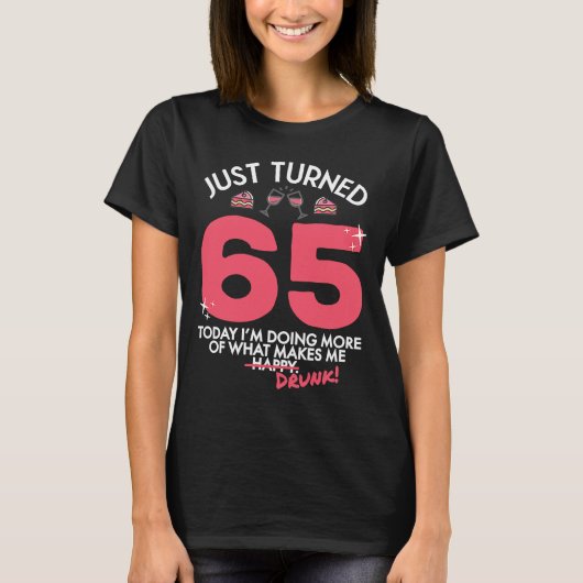 ちょうど65ワイン飲む65誕生日飲G Tシャツ (正面)