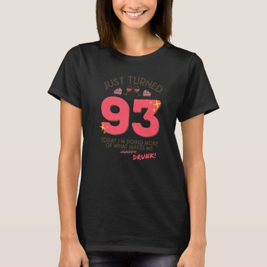 ちょうど93ワイン飲む93誕生日飲G Tシャツ (正面)