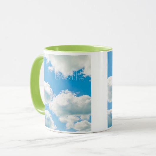ちょうど.....リラックスします雲のマグで呼吸して下さい マグカップ (正面左)