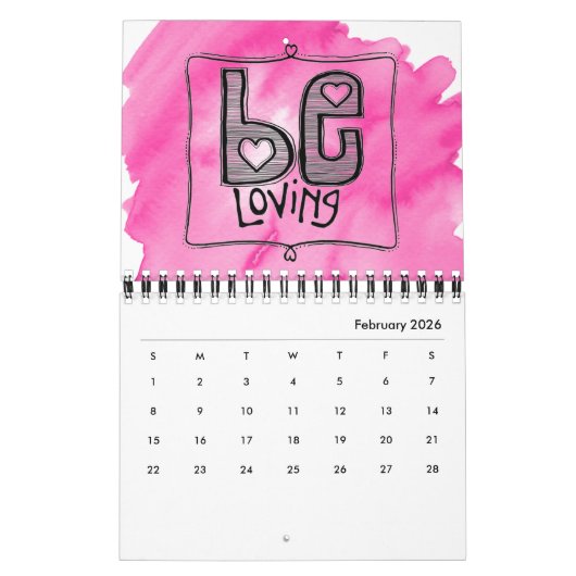 "ちょうど"ワイヤー行きの芸術のカレンダーの2ページがあって下さい カレンダー (2月 2026)