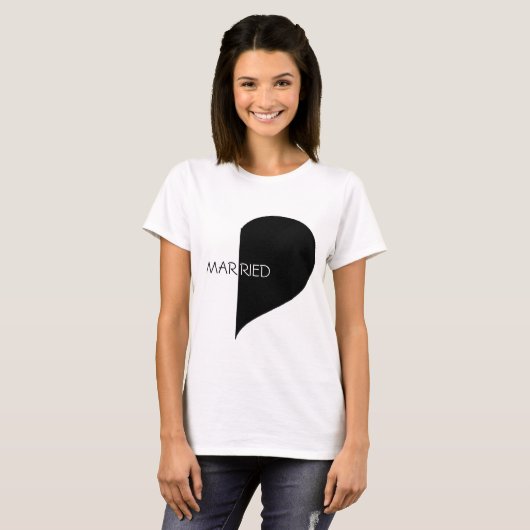 (ちょうど)結婚したなハートの半分のワイシャツ Tシャツ (正面フル)