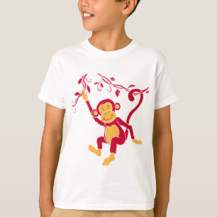 ちょうどhanginファンキーで赤い猿のティー tシャツ