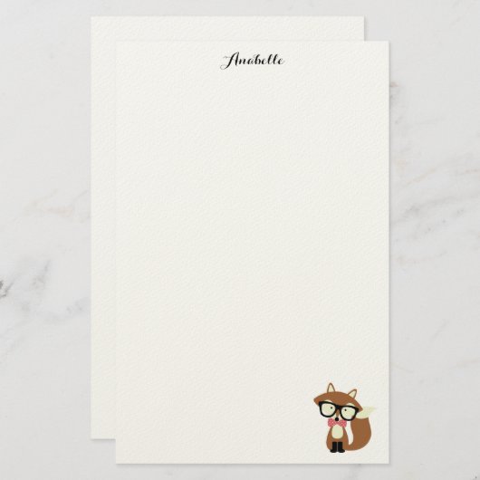 ちょうネクタイおよびガラスのヒップスターブラウンはパーソナライズ孤色に変色させます 便箋 (正面/裏面)