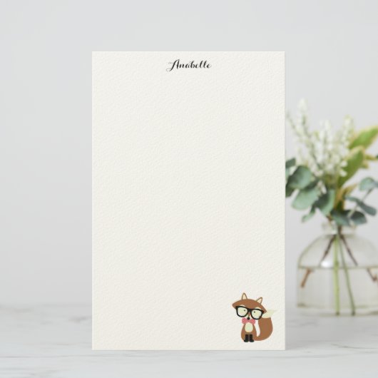 ちょうネクタイおよびガラスのヒップスターブラウンはパーソナライズ孤色に変色させます 便箋 (スタンド正面)