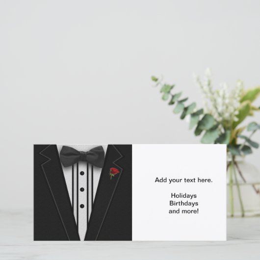 ちょうネクタイが付いている黒いタキシード シーズンカード (スタンド正面)