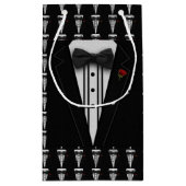 ちょうネクタイが付いている黒いタキシード スモールペーパーバッグ (裏面)