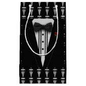 ちょうネクタイが付いている黒いタキシード スモールペーパーバッグ (正面)