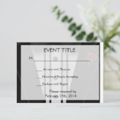 ちょうネクタイが付いている黒いタキシード 出欠カード (スタンド正面)