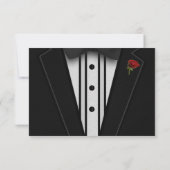 ちょうネクタイが付いている黒いタキシード 出欠カード (裏面)