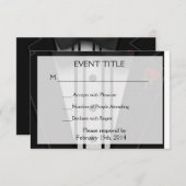 ちょうネクタイが付いている黒いタキシード 出欠カード (正面/裏面)