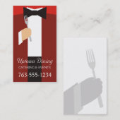 ちょうネクタイのタキシードのフォークのシェフのケイタリングビジネスカード 名刺 (正面/裏面)