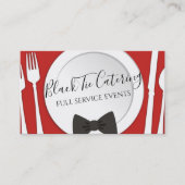 ちょうネクタイのディナー用大皿のシェフのケイタリングビジネスカード 名刺 (正面)