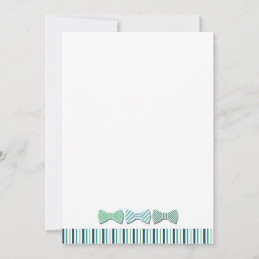 ちょうネクタイのベビーシャワーの招待状/海軍ターコイズ 招待状 (裏面)