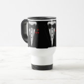 ちょうネクタイのモノグラムが付いているタキシード トラベルマグ (正面左)