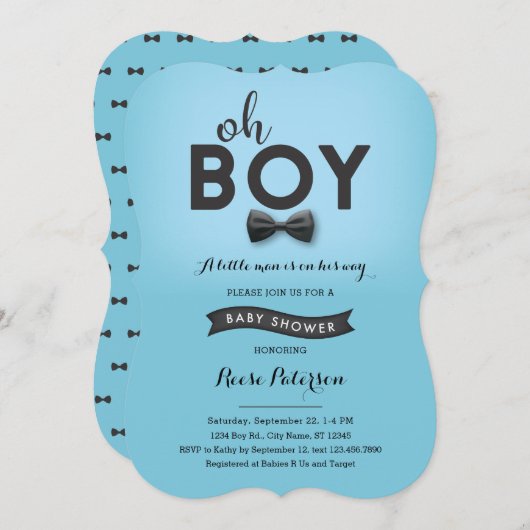 ちょうネクタイの小さい人のベビーシャワーの招待状 招待状 (正面/裏面)