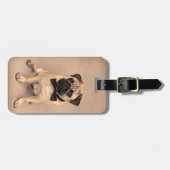 ちょうネクタイを持つかわいい子鹿のパグ犬 ラゲッジタグ (正面横)