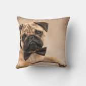 ちょうネクタイを持つ子鹿のパグ犬 クッション (裏面)