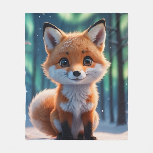 ちょっとかわいいキツネ フリースブランケット (正面)