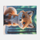 ちょっとかわいいキツネ フリースブランケット (正面(横))