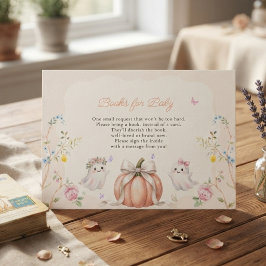 ちょっとしたお化けのかわいいピンクの10月のベビーシャワー エンクロージャーカード