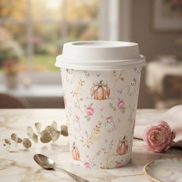 ちょっとしたお化けのかわいいピンクの10月のベビーシャワー 紙コップ