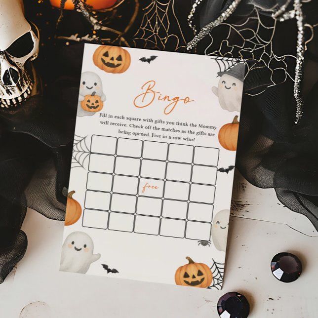 ちょっとしたお化けの赤ちゃん歓迎ビンゴゲーム (Little Boo Pumpkin Baby Shower Bingo Game)