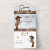 ちょっとしたカウボーイが旅立ち ベビーシャワー オールインＯ オールインワン招待状 (内側)