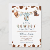 ちょっとしたカウボーイのウェスタンスタイルのベビーシャワーのお知らせ 招待状 (正面)