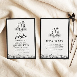 ちょっとしたカボチャのベイビーシャワー スカル＆フラワーズ 招待状