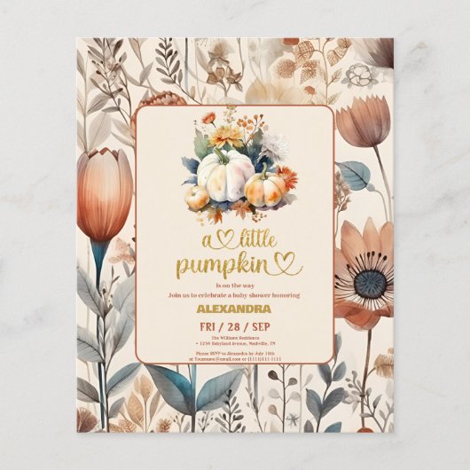 ちょっとしたカボチャ予算の赤ちゃんシャワー (正面)