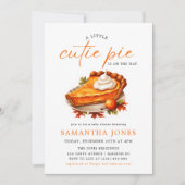 ちょっとしたキューティーパイ パンプキン 秋のベイビーシャワー オレンジ 招待状 (正面)