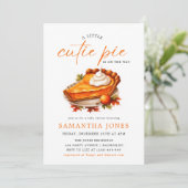 ちょっとしたキューティーパイ パンプキン 秋のベイビーシャワー オレンジ 招待状 (スタンド正面)