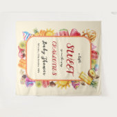 ちょっとしたスウィートなサプライズがやってくる! アイスクリーム ベイビー シャワーパーティー タペストリー (正面(横))