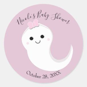 ちょっとしたブーお化け ピンクのハロウィンベビーシャワー ラウンドシール