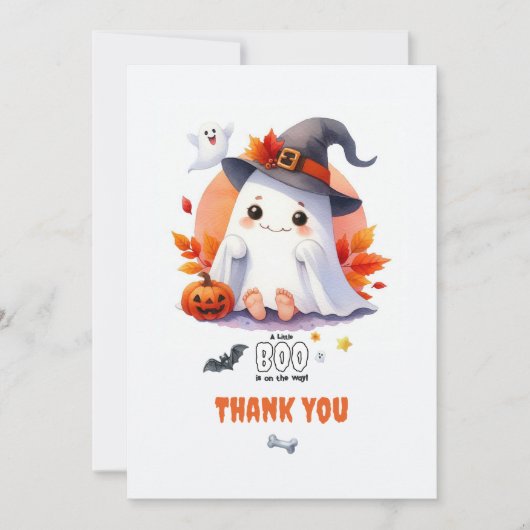 「ちょっとしたブーが行き着いている」ハロウィーンの赤ちゃんシャワー サンキューカード (正面)