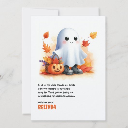 「ちょっとしたブーが行き着いている」ハロウィーンの赤ちゃんシャワー サンキューカード (裏面)