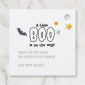 「ちょっとしたブーが行き着いている」ハロウィーンの赤ちゃんシャワー フェイバータグ (裏面)