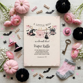 ちょっとしたブーのかわいいピンクのハロウィンベビーシャワー エンクロージャーカード