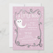 ちょっとしたブー(お化け)ピンクのハロウィンベビーシャワー 招待状 (正面)