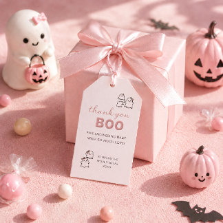 ちょっとしたブー かわいいピンクのパステルハロウィン ギフトタグ