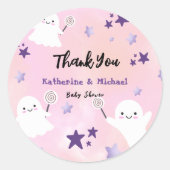 ちょっとしたブー |ハロウィーンガールのベビーシャワー ラウンドシール (正面)