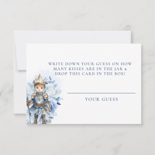 ちょっとした王子様のロイヤルブルーのシャワーのキス 招待状 (裏面)