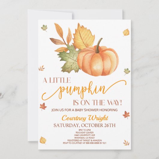 ちょっとカボチャが来たぞ!ベビーシャワーインビタ 招待状 (正面)