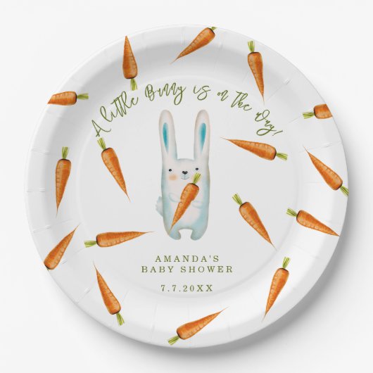 ちょっとバニーが行く！赤ちゃんシャワー ペーパープレート (正面)