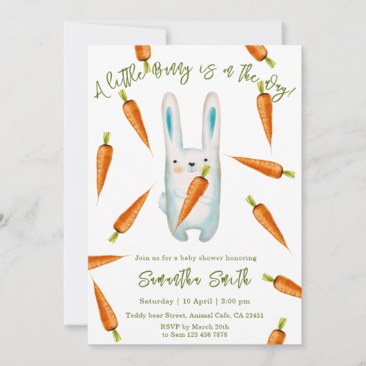 ちょっとバニーが行く！赤ちゃんシャワー 招待状 (正面)