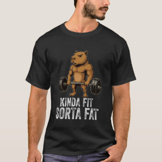 ちょっとフィットしていてちょっと太っているカピバラのウエイトリフティング ワークアウト Tシャツ