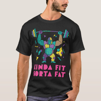 ちょっとフィットしていてちょっと太っているユーモラスなジムゴリラ Tシャツ