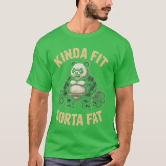 ちょっとフィットちょっと太めの可愛いパンダのジムウエイトリフティング Tシャツ
