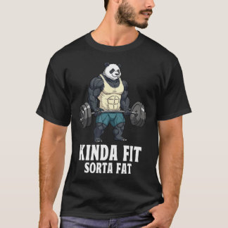 ちょっとフィットちょっと太め パンダのウエイトリフティング Tシャツ
