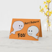 ちょっとブーイング! 幽霊のハロウィンかわいいカード カード (黄色い花)